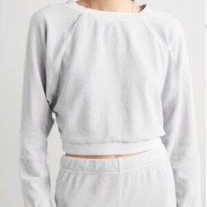 SUZIE KONDI white terry cropped sweatshirt